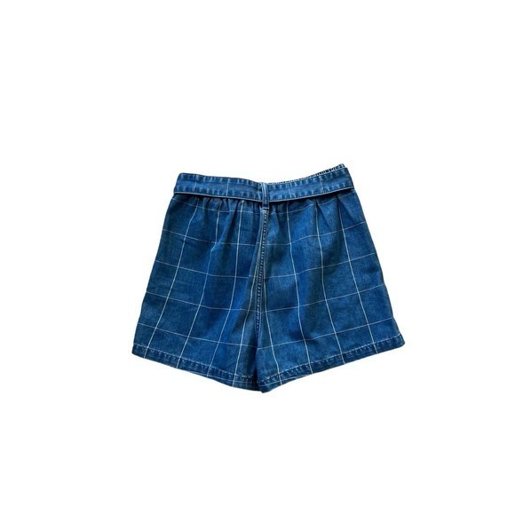 Madewell Denim Paperbag Shorts in Indigo Blue Windowpane 25 Tie Waist EUC Cotton - Picture 6 of 6
